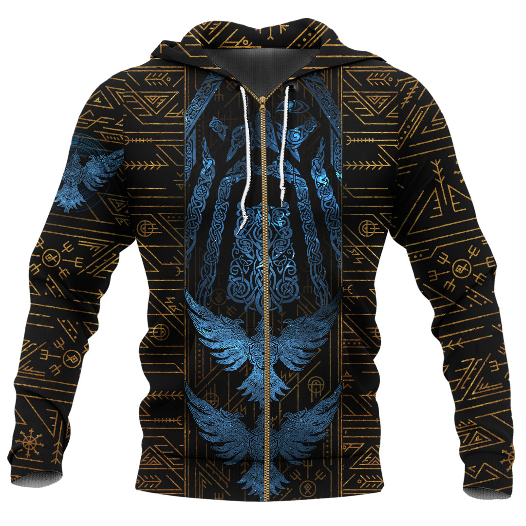Odin Raven Golden Pattern Viking