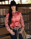 PECOS PEACH SATIN MESH PERFORMANCE RODEO SHIRT
