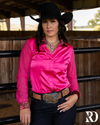 PINK PISTOL SATIN MESH PERFORMANCE RODEO SHIRT
