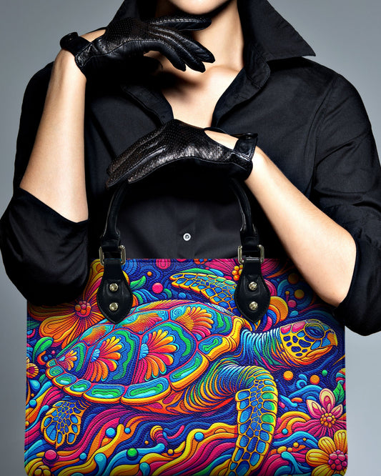 Colorful Turtle Leather Handbag