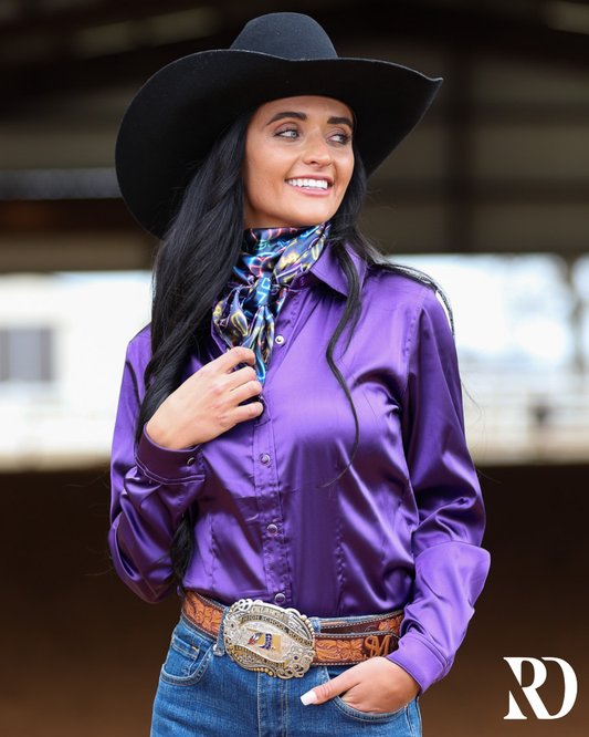 PURPLE SATIN PERFORMANCE RODEO SHIRT