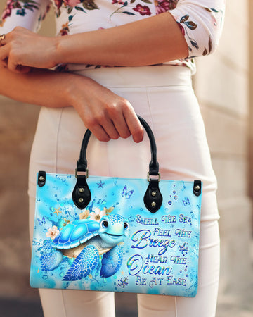 Smell The Sea Feel The Breeze Turtle Leather Handbag