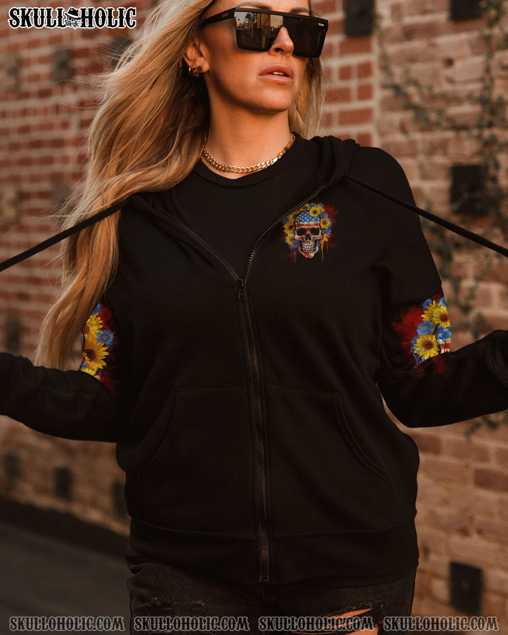 I'M A B DON'T TRY ME SUNFLOWER SKULL FLAG ALL OVER PRINT - TLNT1505232