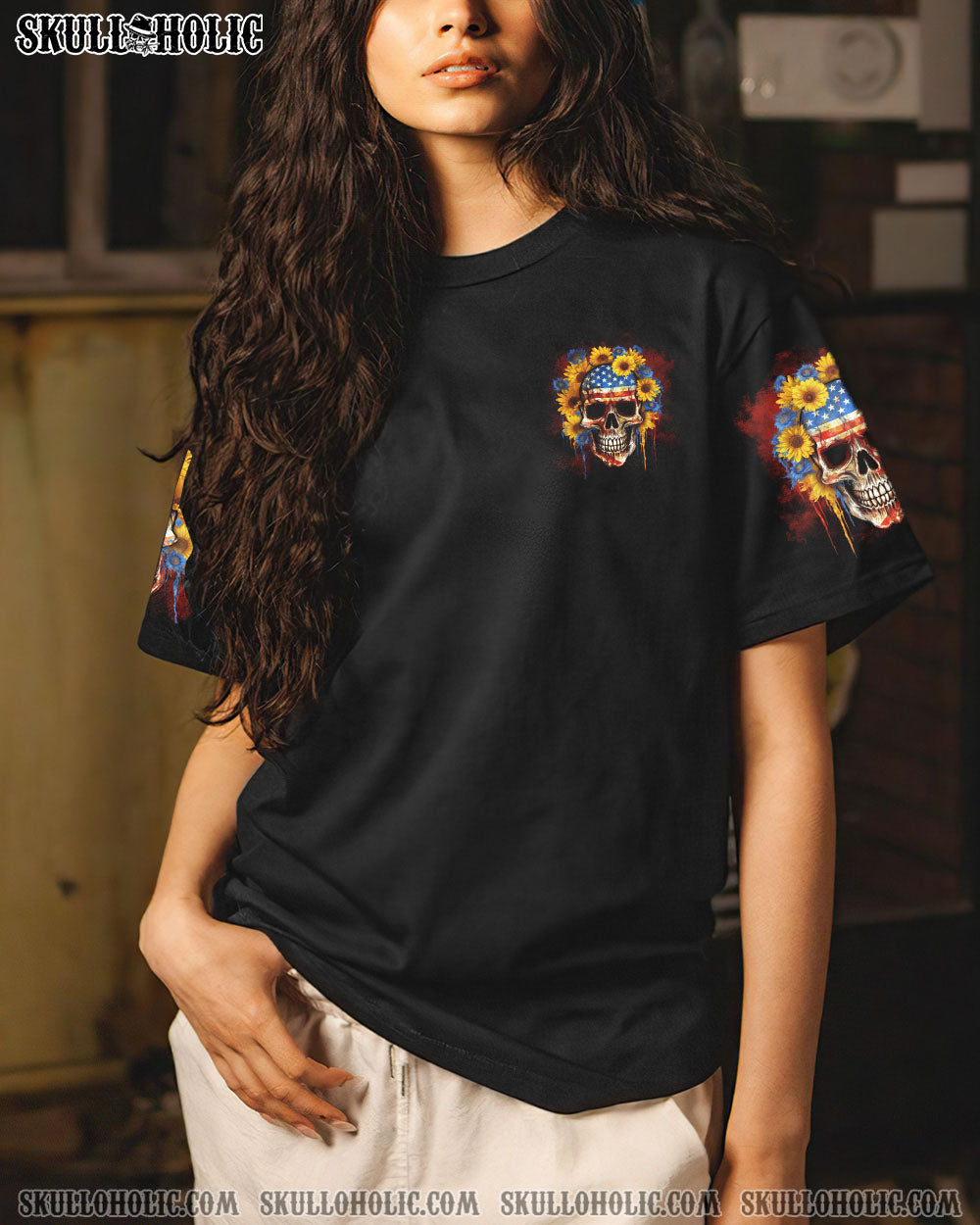 I'M A B DON'T TRY ME SUNFLOWER SKULL FLAG ALL OVER PRINT - TLNT1505232