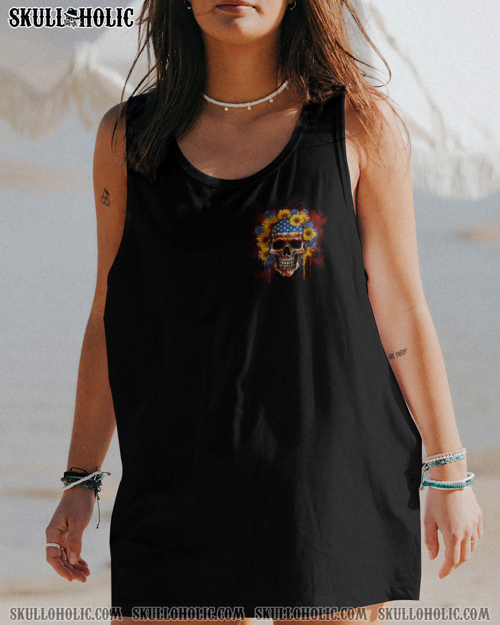 I'M A B DON'T TRY ME SUNFLOWER SKULL FLAG ALL OVER PRINT - TLNT1505232