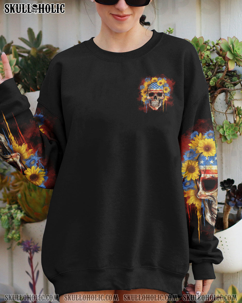 I'M A B DON'T TRY ME SUNFLOWER SKULL FLAG ALL OVER PRINT - TLNT1505232