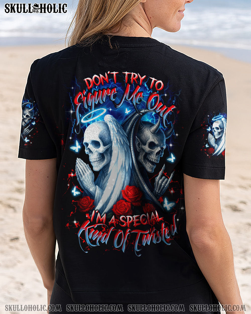 DON'T TRY TO FIGURE ME OUT SKULL ANGEL DVIL ALL OVER PRINT  -  TLTR1704253