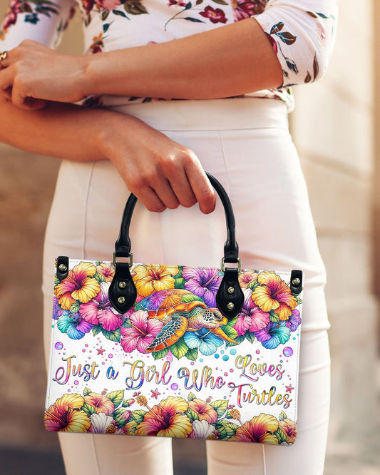 Just A Girl Who Loves Turtles Leather Handbag