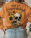 SHE IS SUNSHINE SUNFLOWER SKULL ALL OVER PRINT - YHLN0902231
