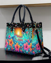 Happiness Comes In Waves Leather Handbag