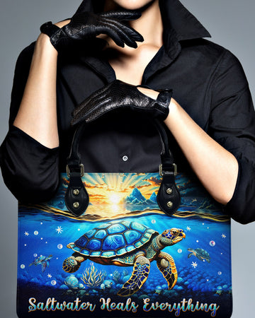 Saltwater Heals Everything Turtle Leather Handbag