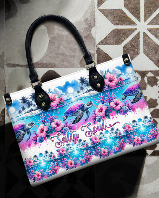 Salty Soul Flower Turtle Leather Handbag