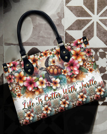 Life Is Better With Turtle Leather Handbag