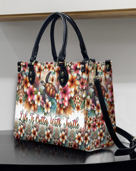 Life Is Better With Turtle Leather Handbag