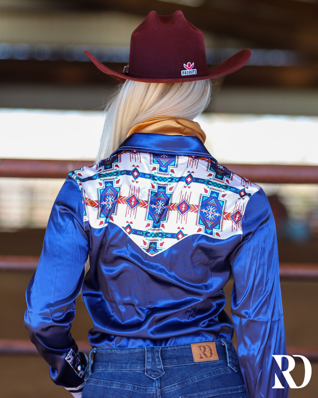 TUCSON NAVY SATIN PERFORMANCE RODEO SHIRT