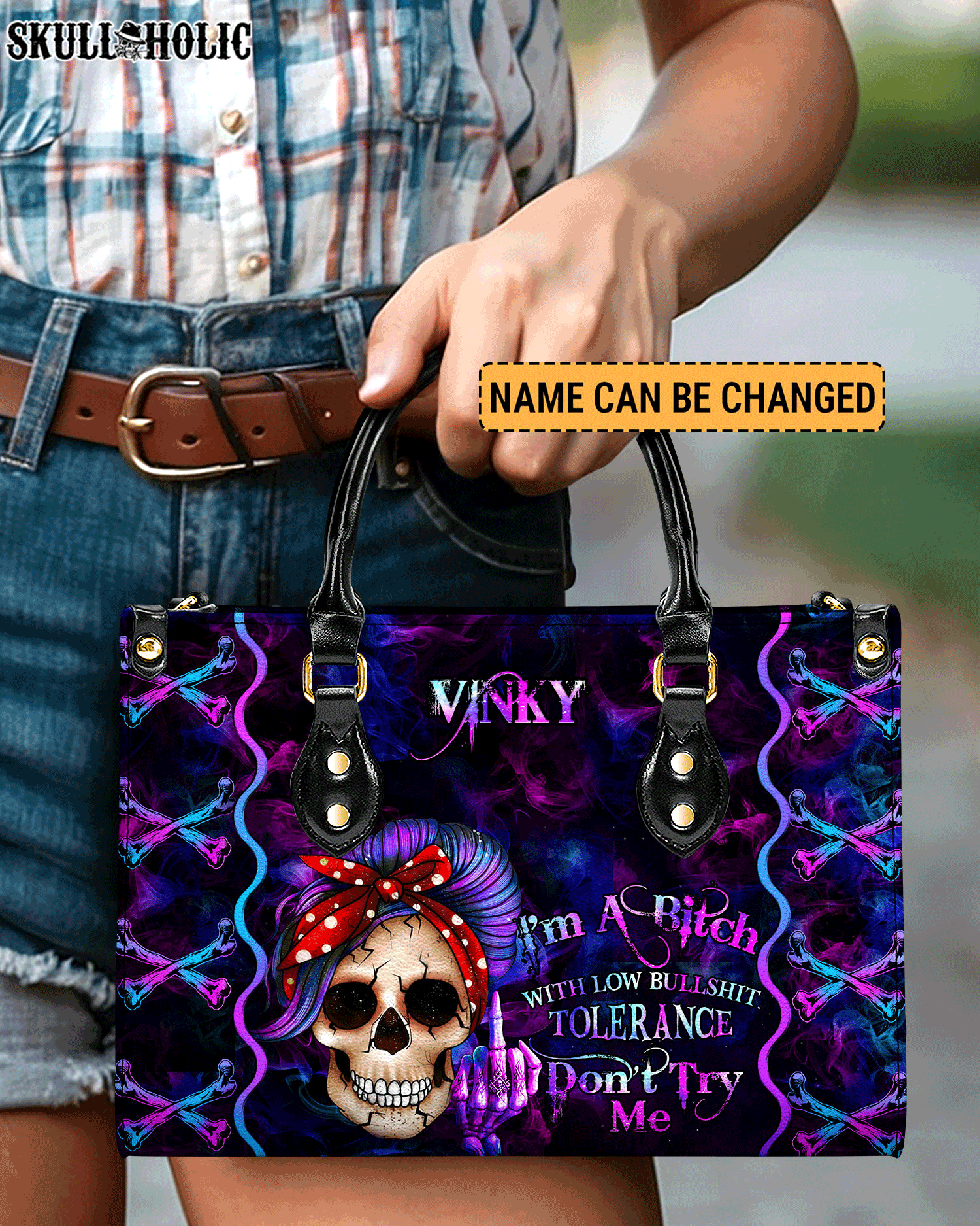 I'M A B DON'T TRY ME LEATHER HANDBAG - YHHN2703242