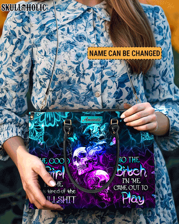 THE GOOD GIRL IN ME GOT TIRED SKULL ROSE LEATHER HANDBAG - YHHN2503241