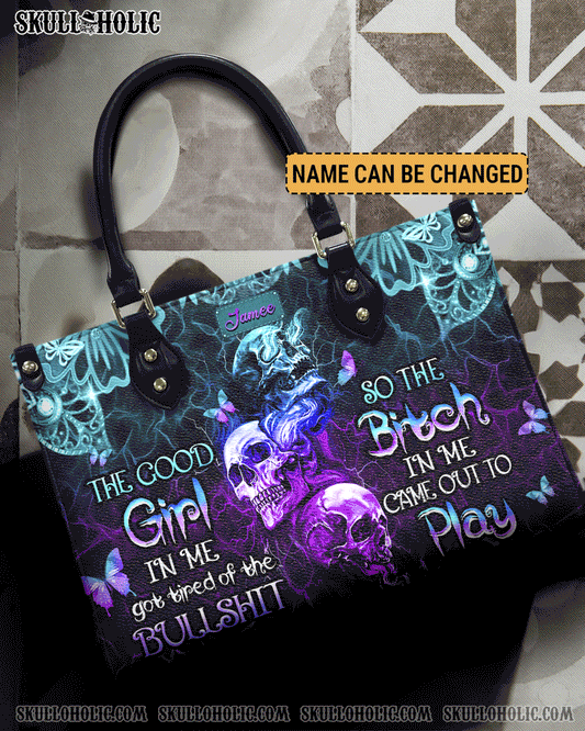 THE GOOD GIRL IN ME GOT TIRED SKULL ROSE LEATHER HANDBAG - YHHN2503241