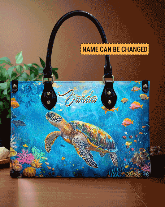 Ocean Turtle Leather Handbag