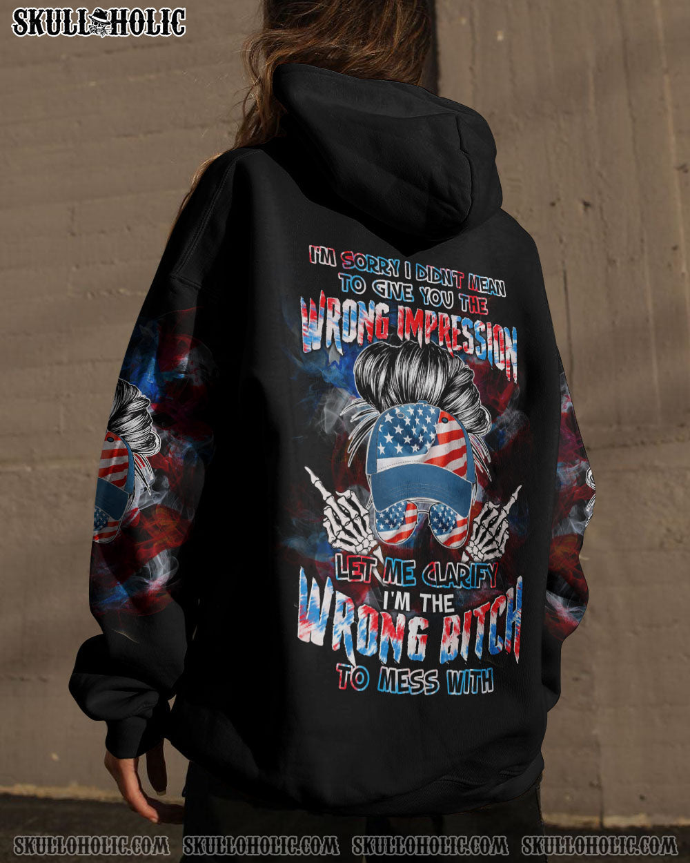 I'M THE WRONG B TO MESS WITH MESSY BUN ALL OVER PRINT - TLTW0804232