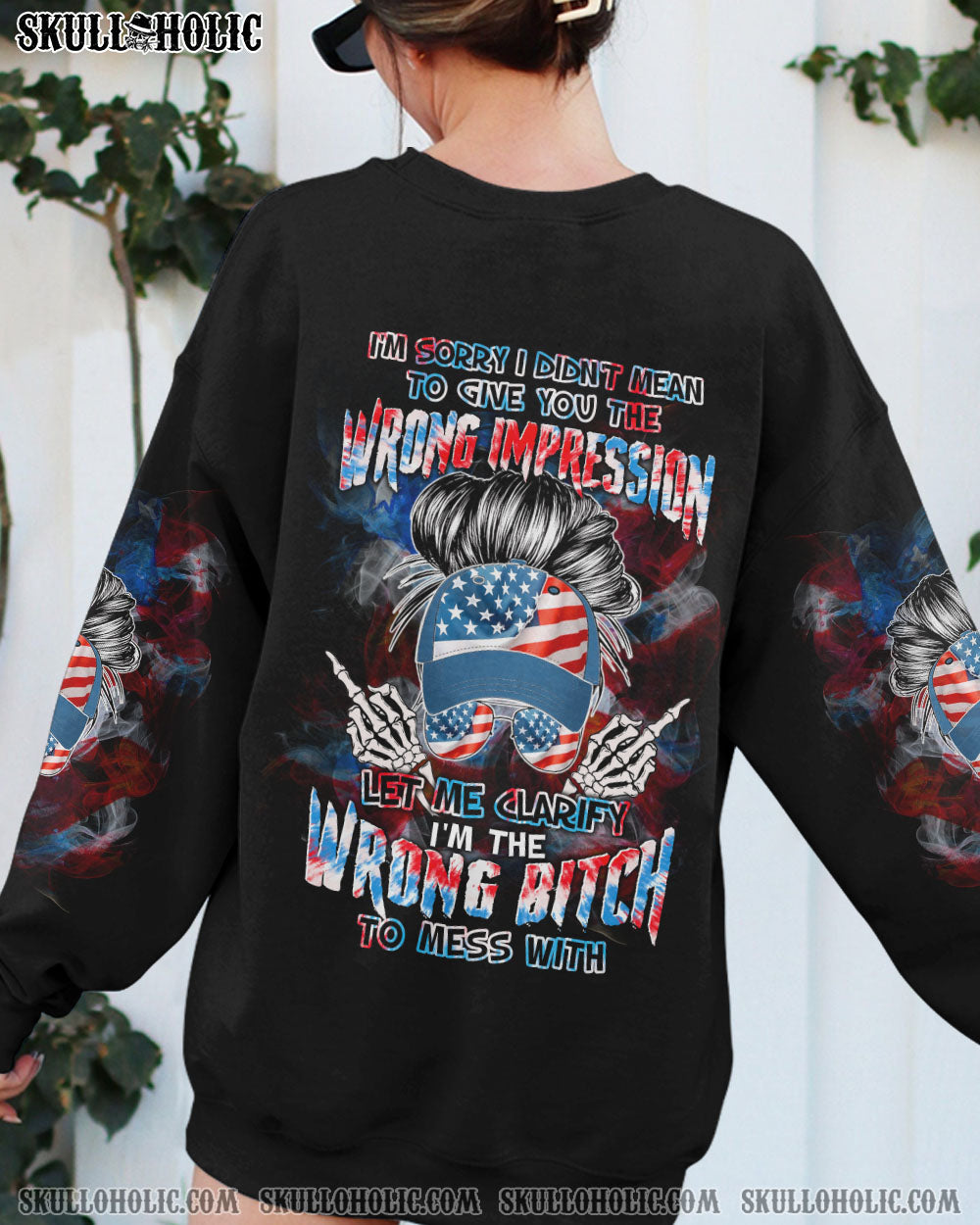 I'M THE WRONG B TO MESS WITH MESSY BUN ALL OVER PRINT - TLTW0804232