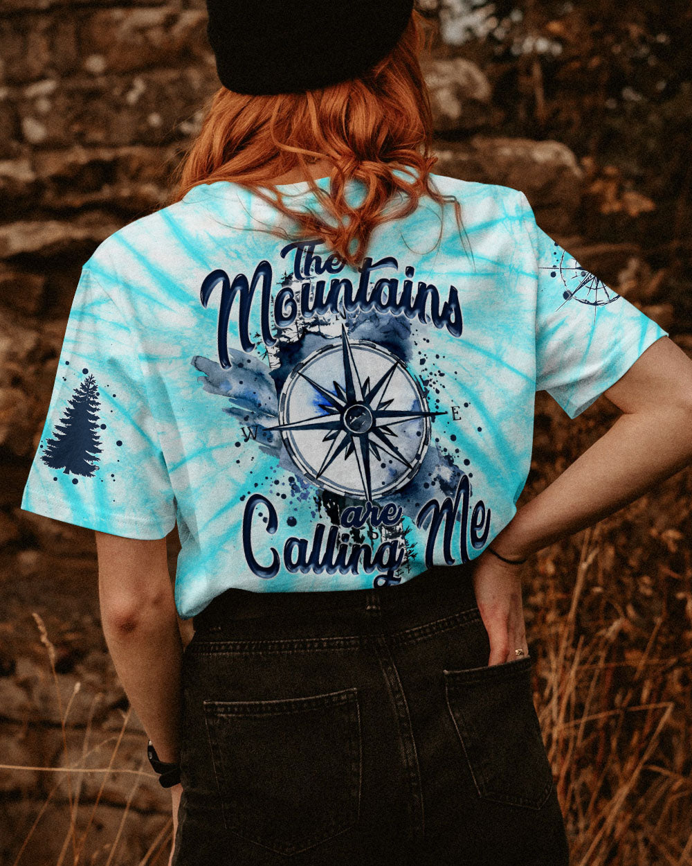 THE MOUNTAINS ARE CALLING ME COMPASS TIE DYE ALL OVER PRINT - TYTM0405231