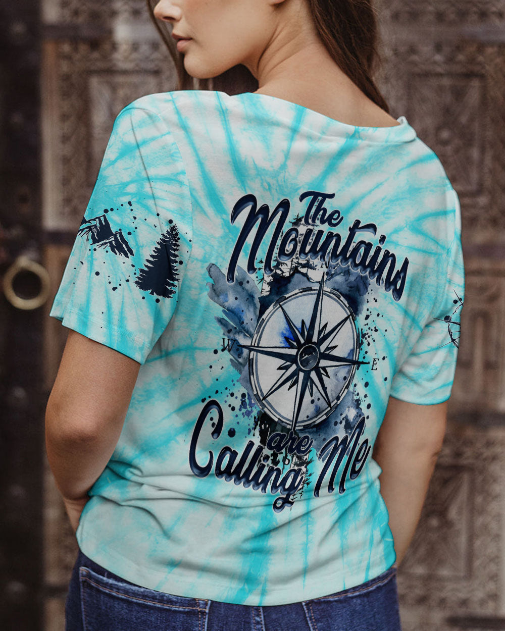THE MOUNTAINS ARE CALLING ME COMPASS TIE DYE ALL OVER PRINT - TYTM0405231