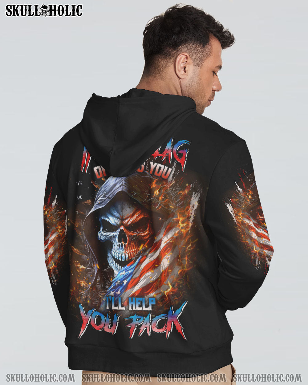 IF THIS FLAG OFFENDS YOU I'LL HELP YOU PACK SKULL ALL OVER PRINT - YHLN1104234