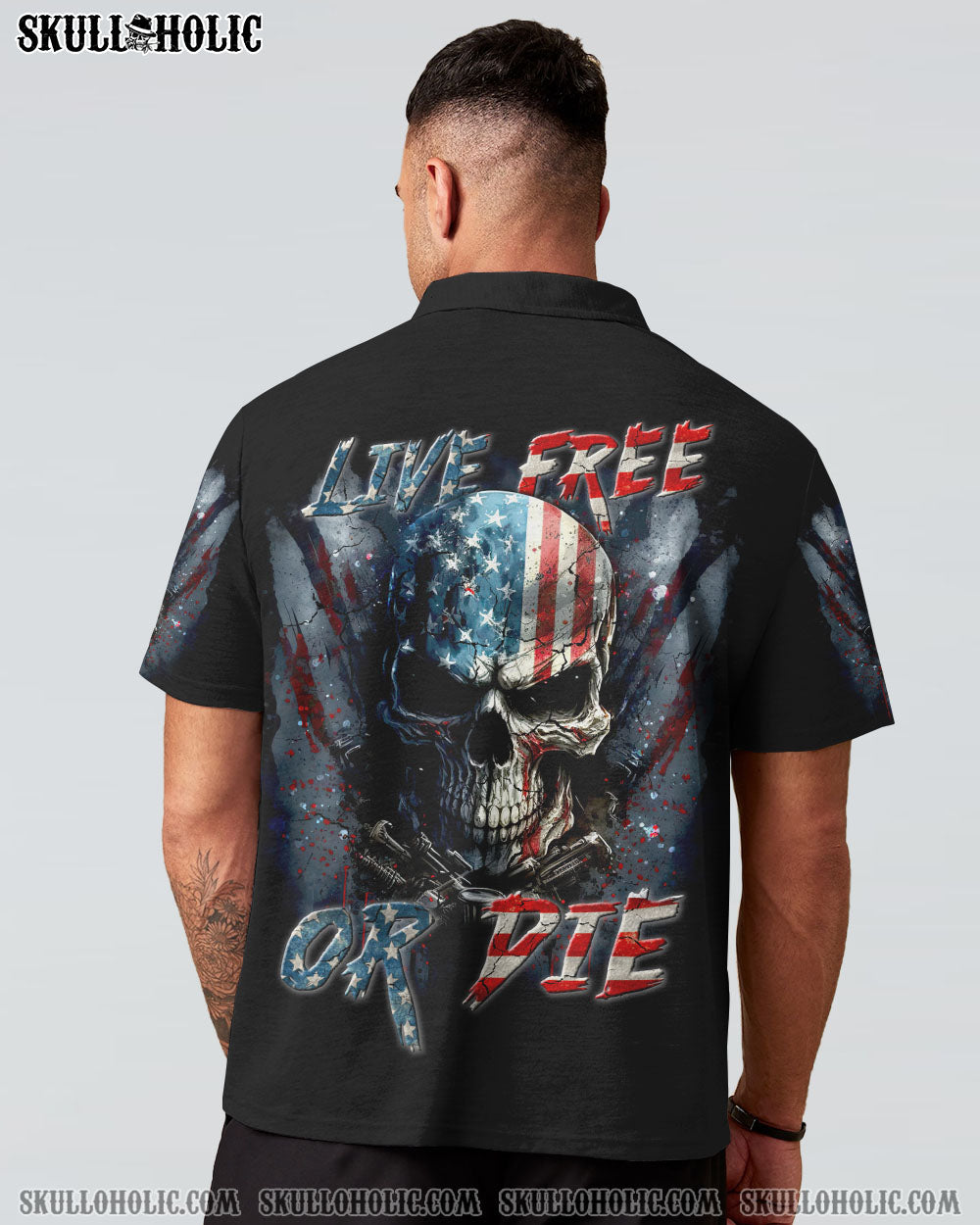 LIVE FREE OR DIE SKULL FLAG ALL OVER PRINT - TLTR1205231