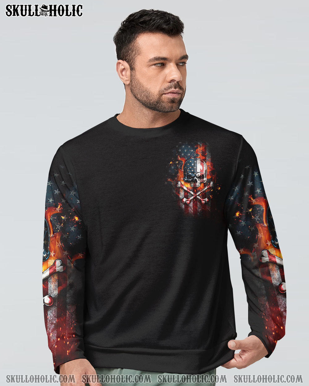 AMERICA LIVE IT LOVE IT OR GET THE HELL OUT SKULL FLAG ALL OVER PRINT - TLTW1005232