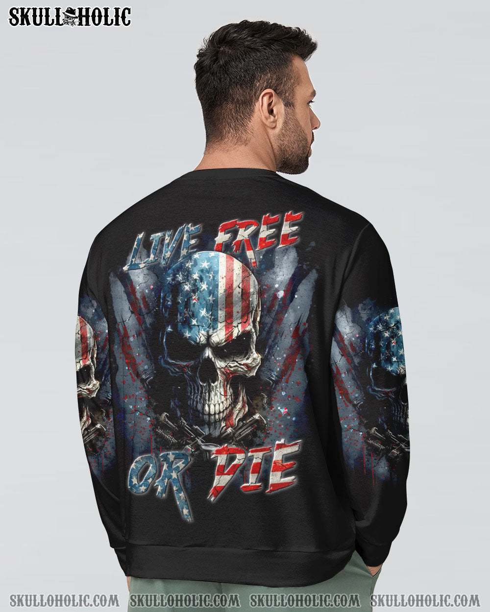 LIVE FREE OR DIE SKULL FLAG ALL OVER PRINT - TLTR1205231