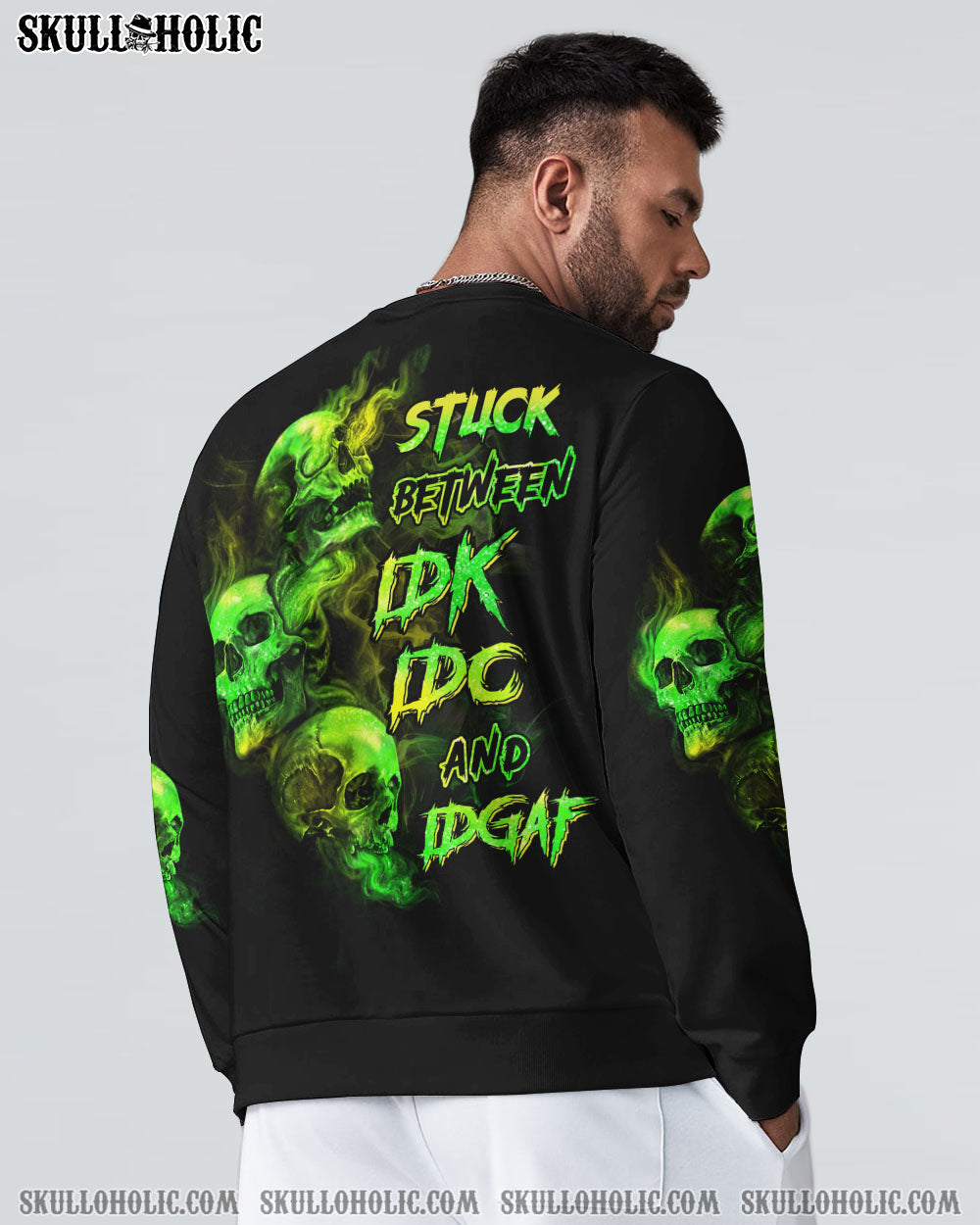 STUCK BETWEEN IDK IDC AND IDGAF SKULL ALL OVER PRINT - YHHN2303231