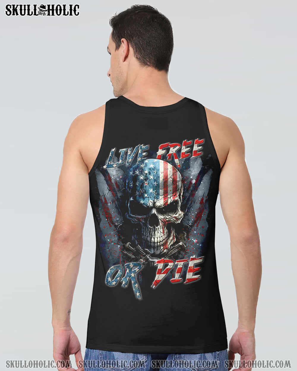LIVE FREE OR DIE SKULL FLAG ALL OVER PRINT - TLTR1205231