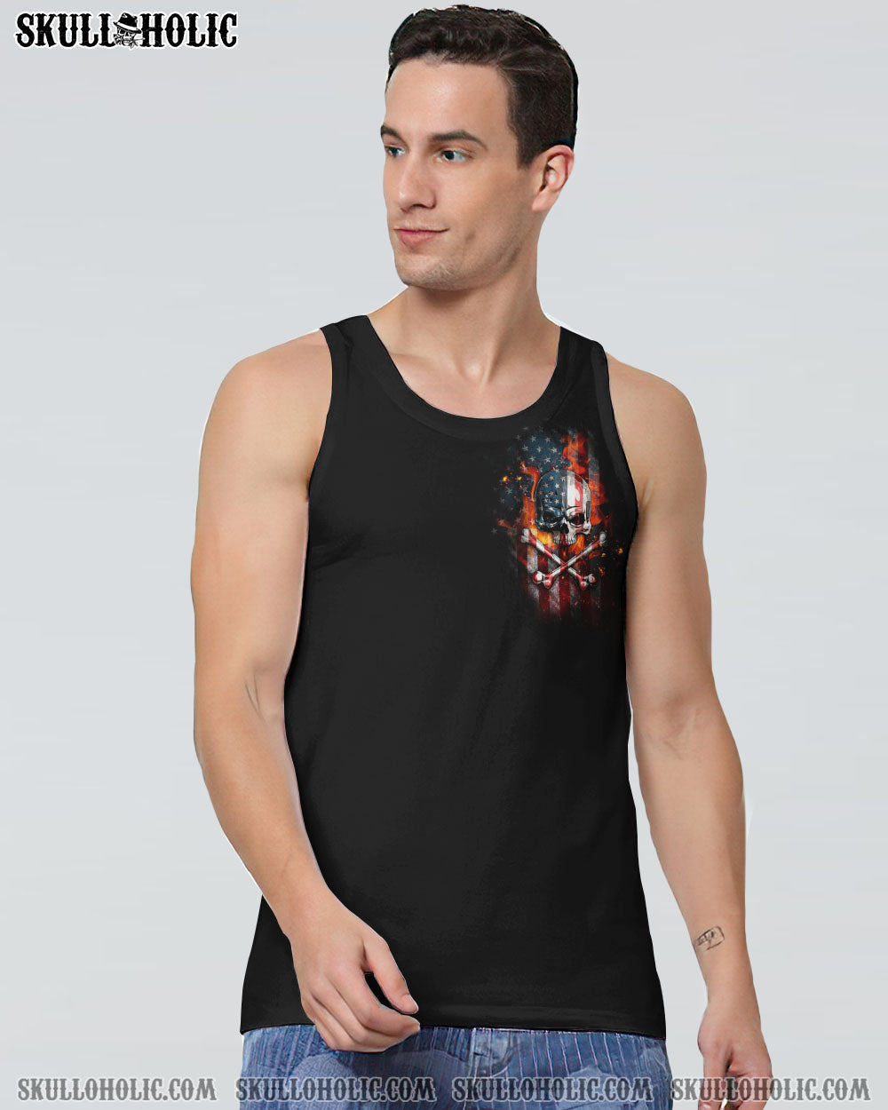 AMERICA LIVE IT LOVE IT OR GET THE HELL OUT SKULL FLAG ALL OVER PRINT - TLTW1005232