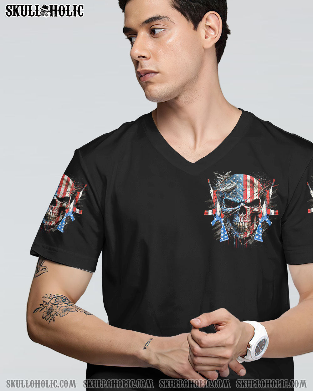 AMERICA LIVE IT LOVE IT OR GET THE HELL OUT SKULL ALL OVER PRINT - YHHN0903232