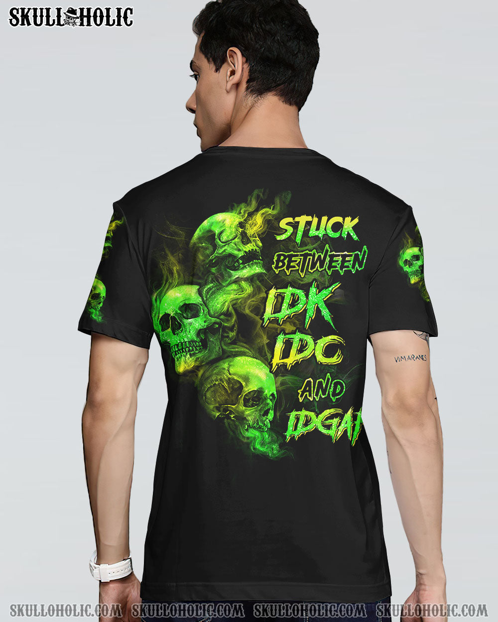 STUCK BETWEEN IDK IDC AND IDGAF SKULL ALL OVER PRINT - YHHN2303231
