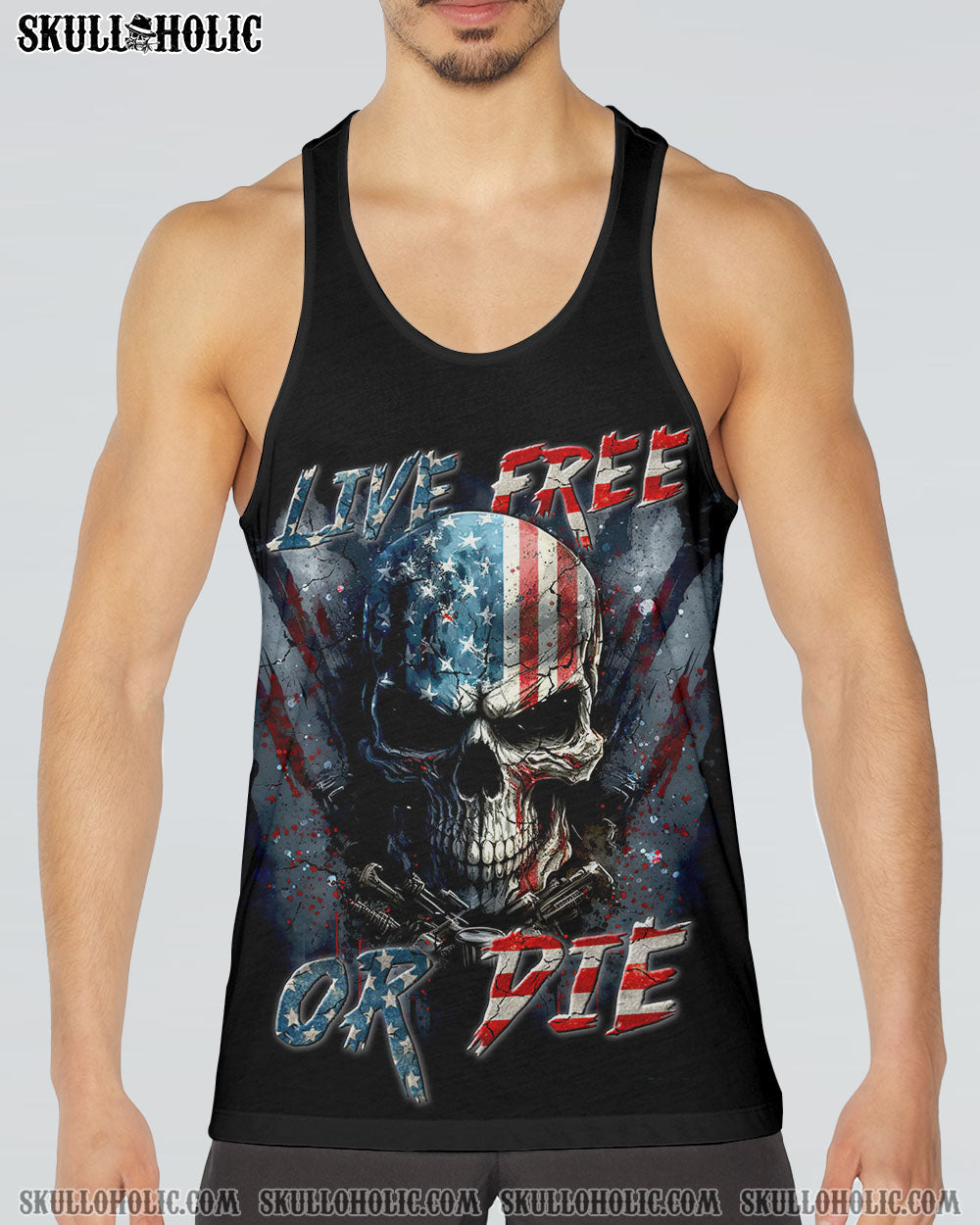 LIVE FREE OR DIE SKULL FLAG ALL OVER PRINT - TLTR1205231