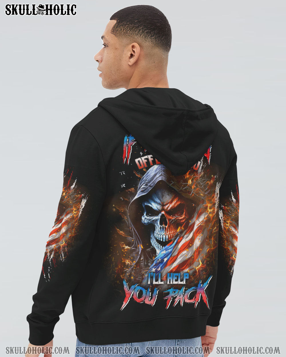 IF THIS FLAG OFFENDS YOU I'LL HELP YOU PACK SKULL ALL OVER PRINT - YHLN1104234