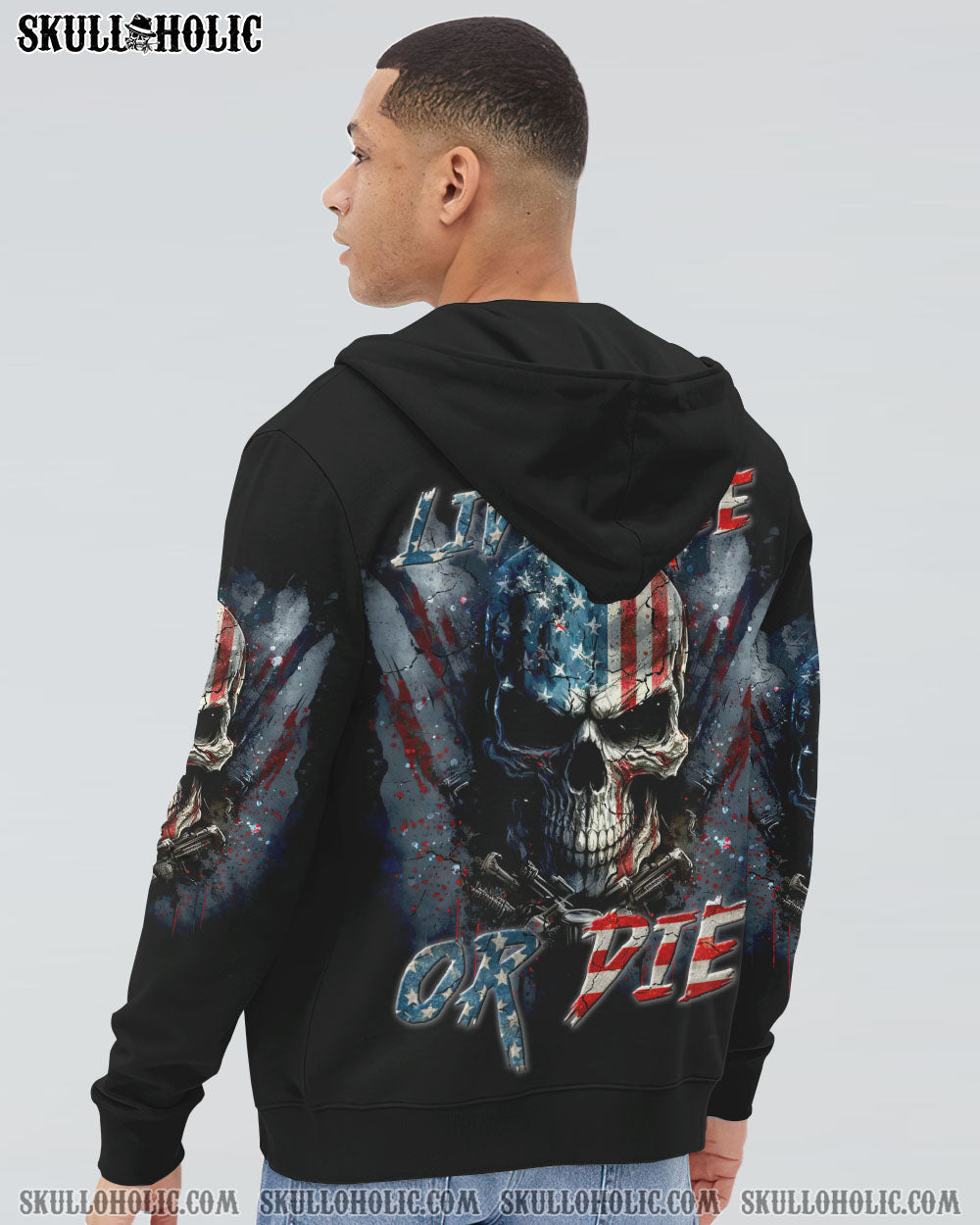 LIVE FREE OR DIE SKULL FLAG ALL OVER PRINT - TLTR1205231