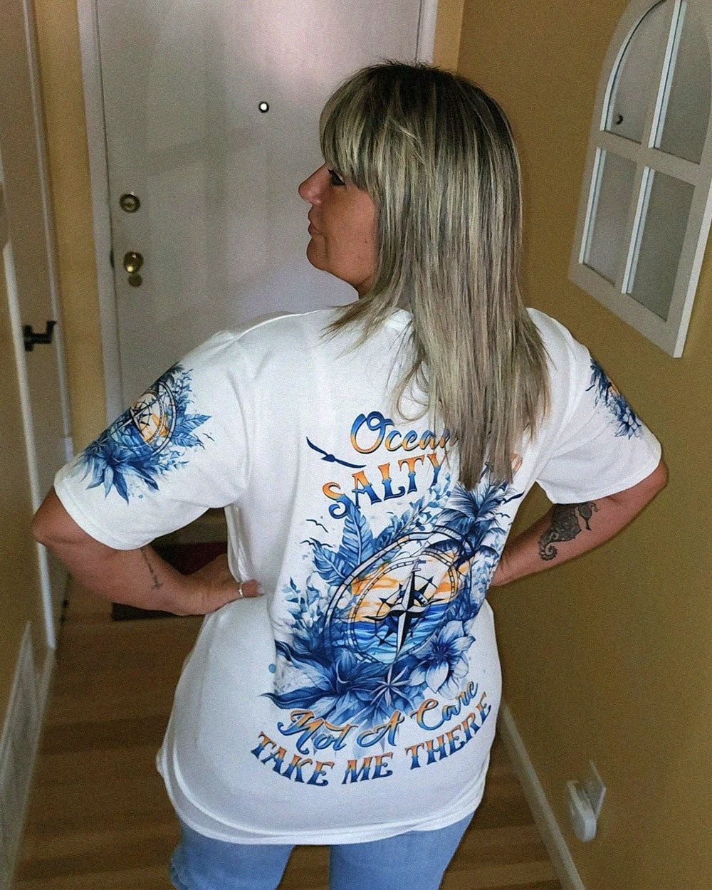 OCEAN AIR SALTY HAIR COMPASS ALL OVER PRINT - YHDU0106232