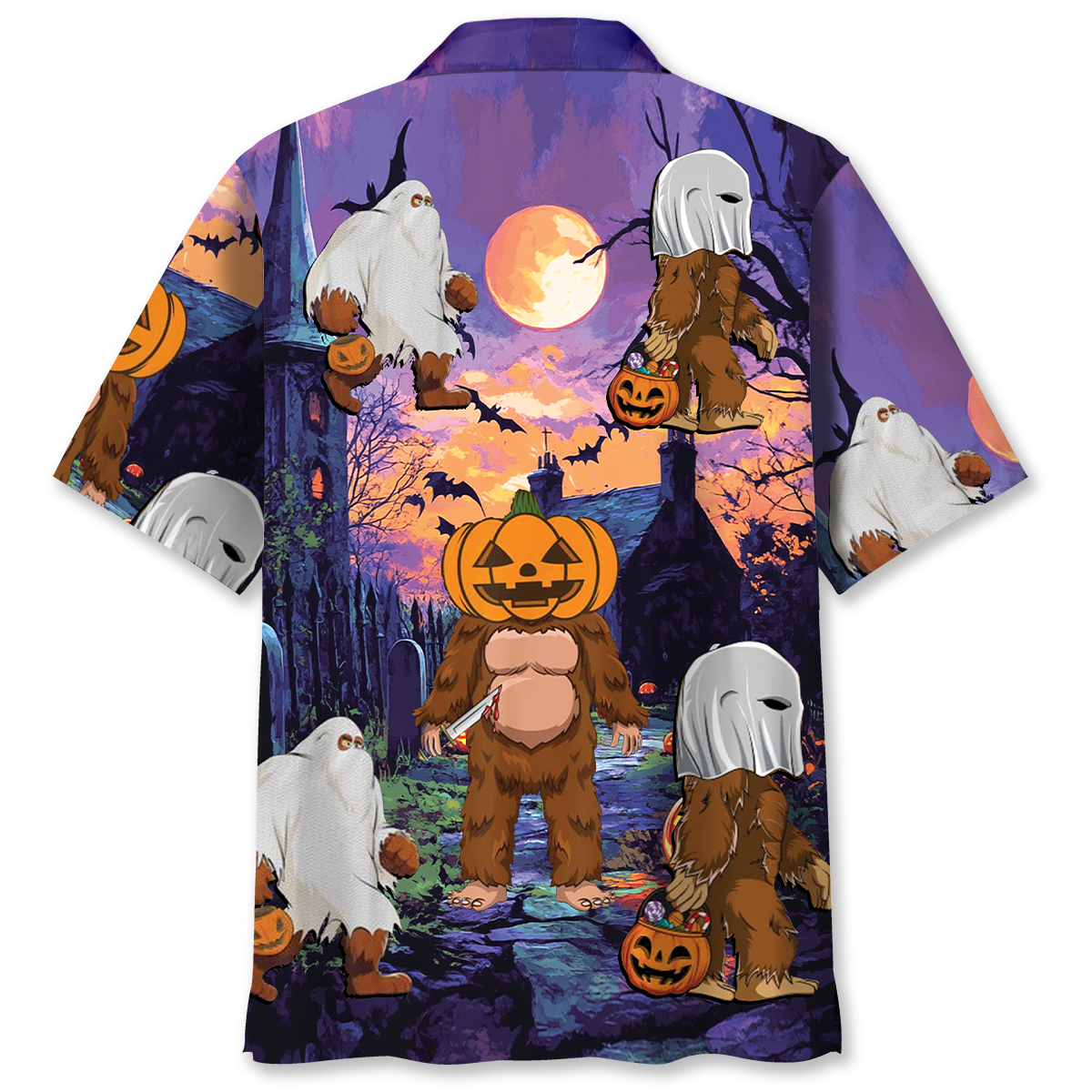 Bigfoot Halloween Night Costume Hawaiian Shirt