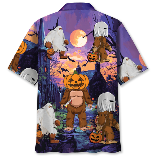 Bigfoot Halloween Night Costume Hawaiian Shirt