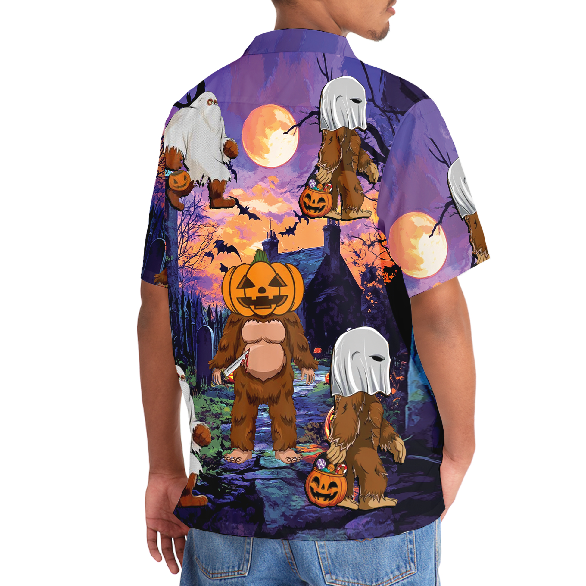 Bigfoot Halloween Night Costume Hawaiian Shirt