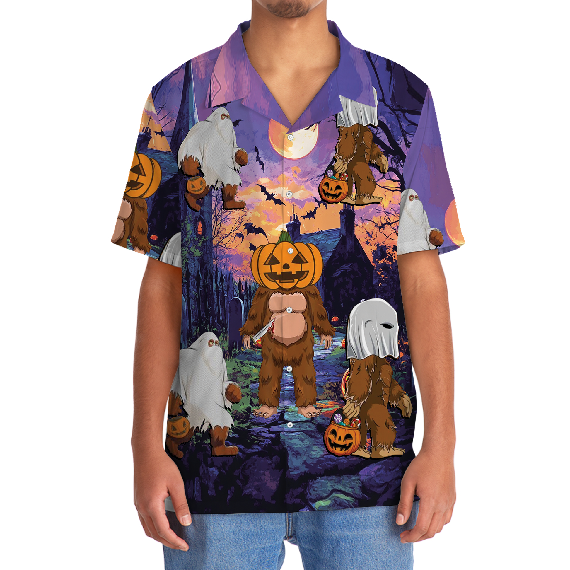 Bigfoot Halloween Night Costume Hawaiian Shirt