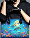 Sea Turtle Floral Leather Handbag