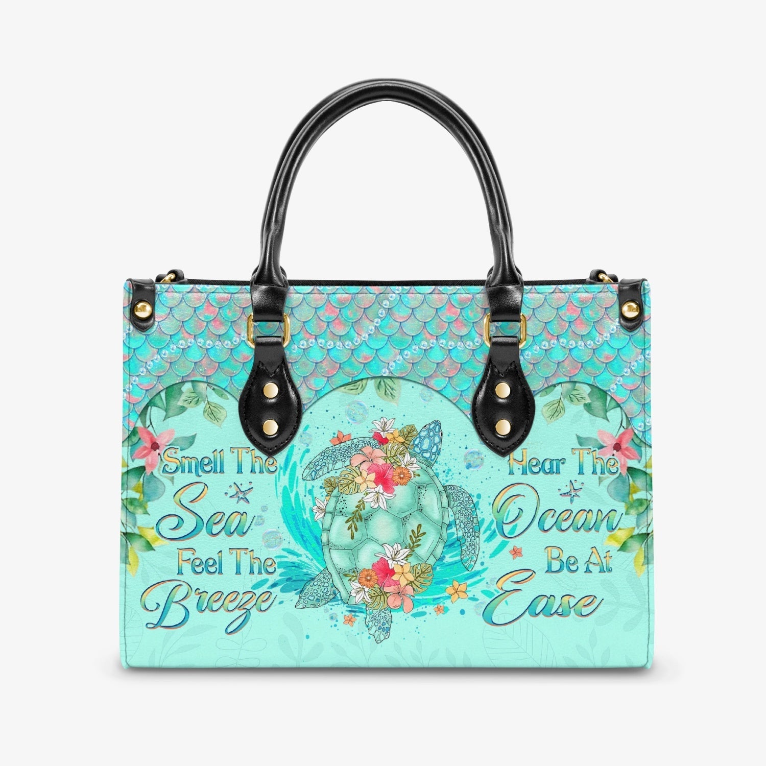Bigcrowns SMELL THE SEA FEEL THE BREEZE TURTLE LEATHER HANDBAG T2703243
