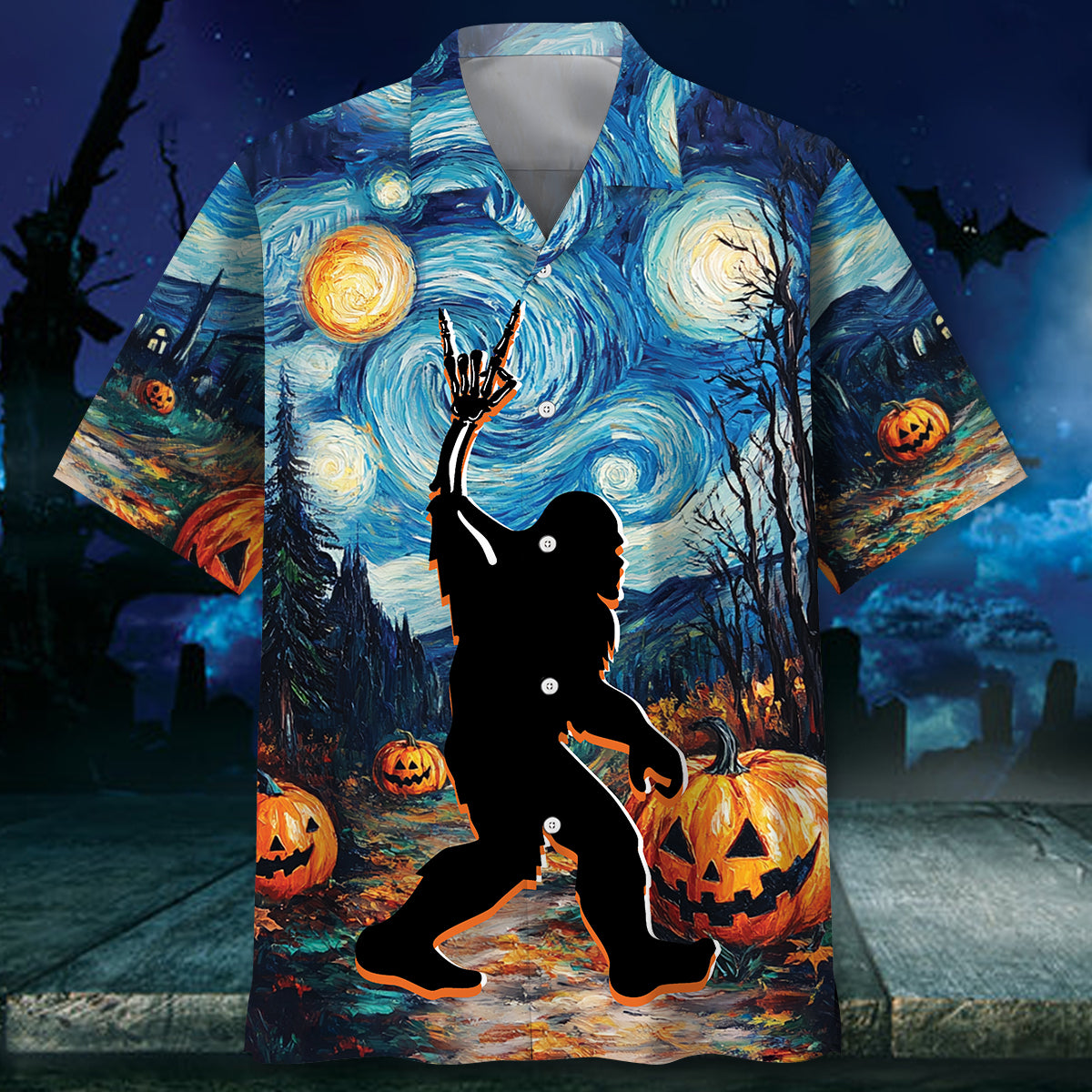 Bigfoot Horror Night Hawaiian Shirt