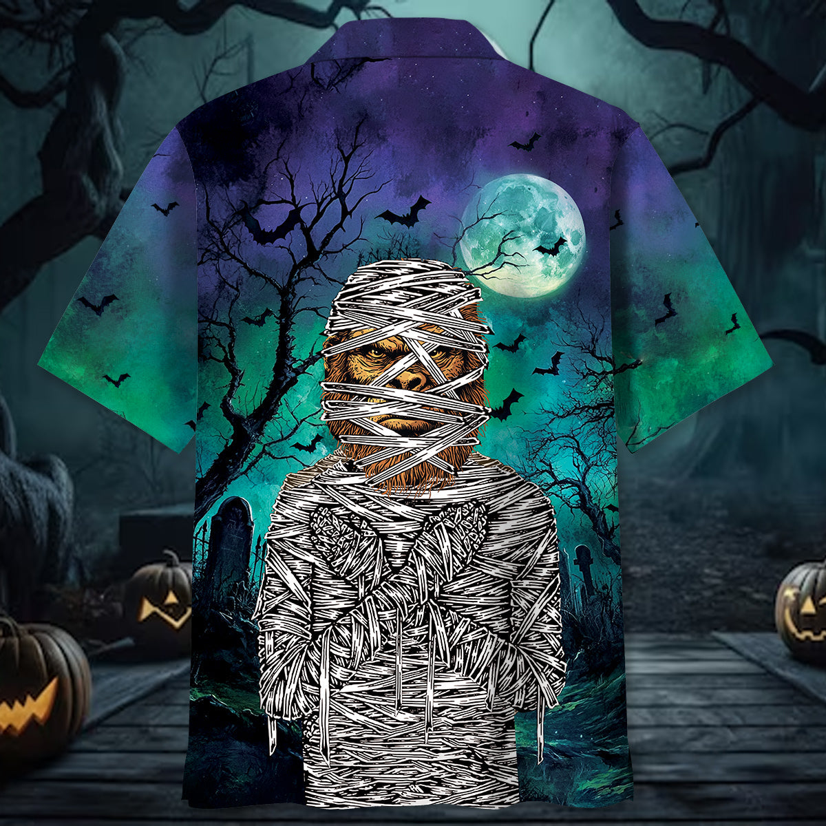 Bigfoot Mummy At Halloween Night Hawaiian Shirt