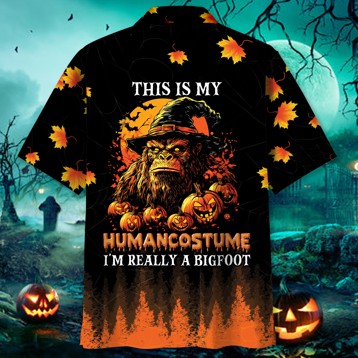 Bigfoot This Is My Human Costume Hawaiian Shirt