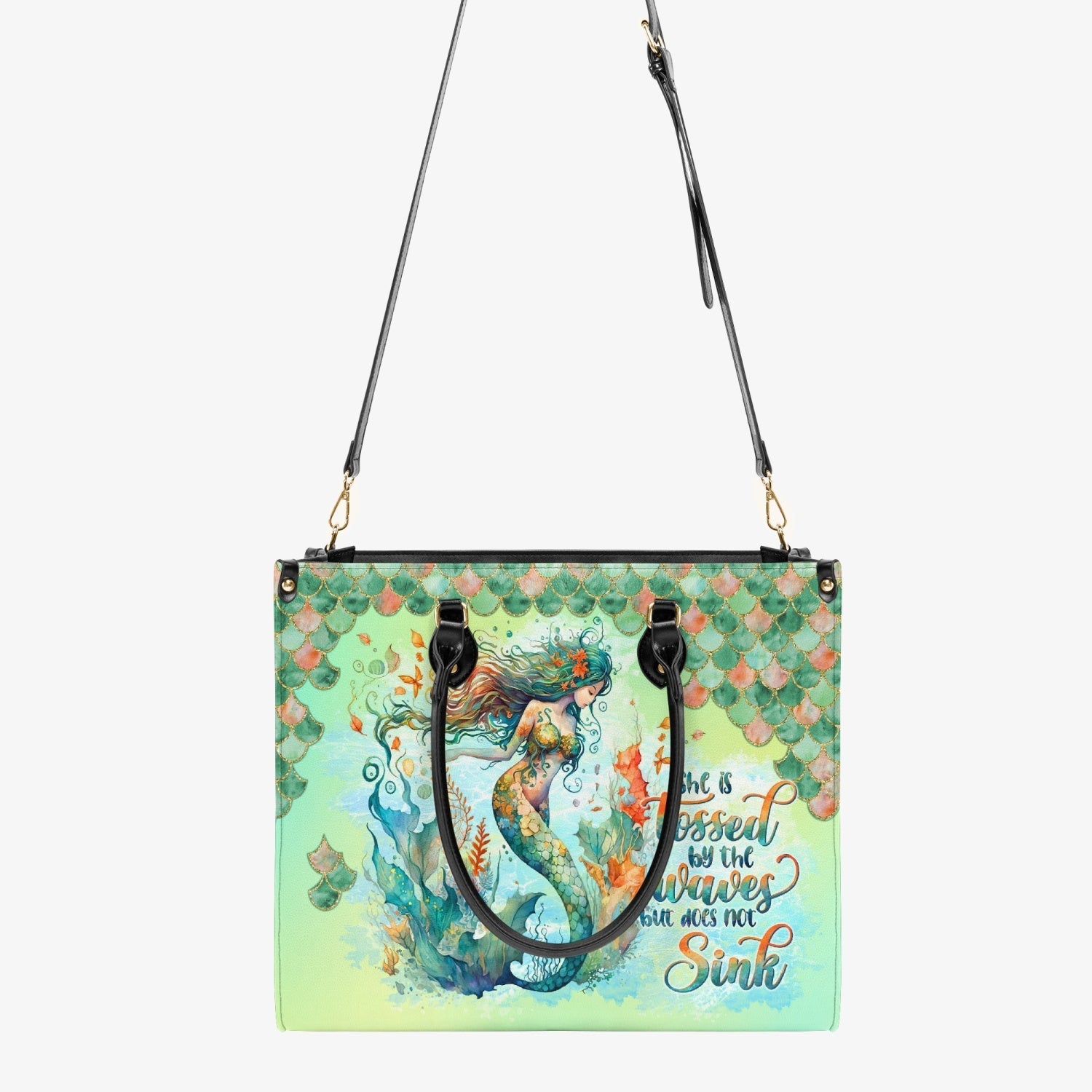 Bigcrowns SHE IS TOSSED BY THE WAVES MERMAID LEATHER HANDBAG W0104242